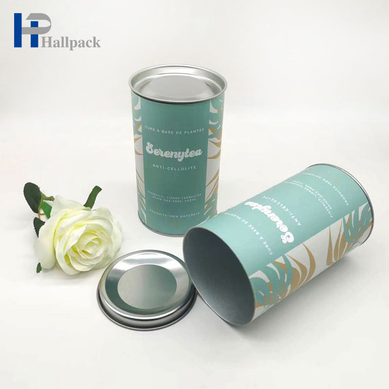Tubo de papel redondo do papel de chá que empacota o tubo de papel de colocação em latas do alimento das latas com tampa do metal