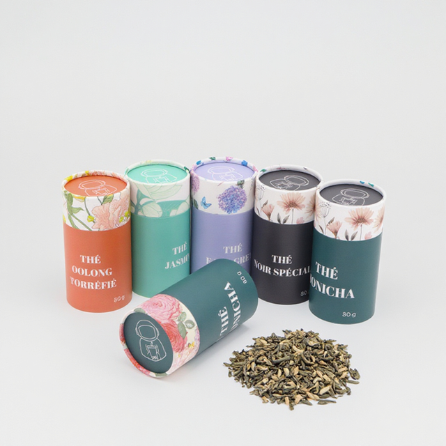 Embalagem de tubo de papel para o logotipo de papel de papel de pátio de chá solto disponível