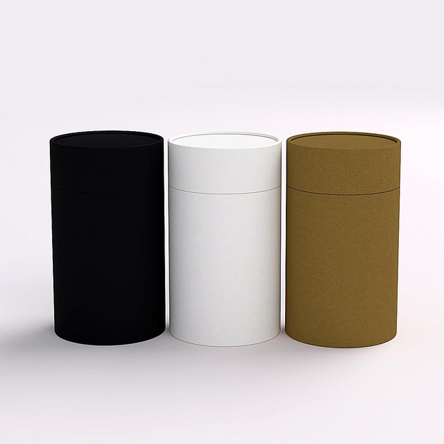 Tubo de caixa de papel kraft marrom ecológico de alta qualidade, personalizado, caixa redonda branca, cilindro biodegradável preto, embalagem de tubo de papel