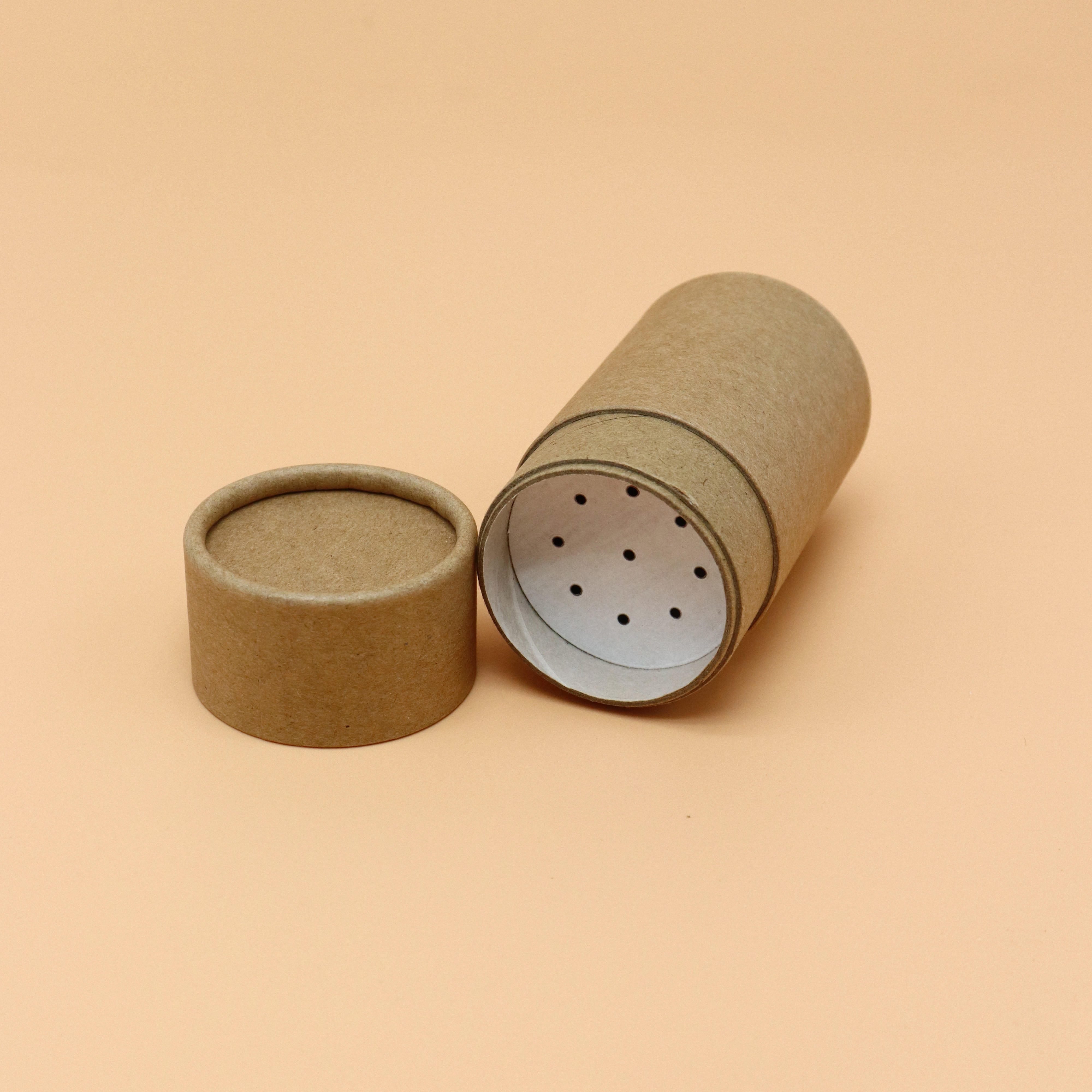 Novo design pimenta kraft tubo sal especiarias embalagem biodegradável recipiente de tubo de papel em pó solto