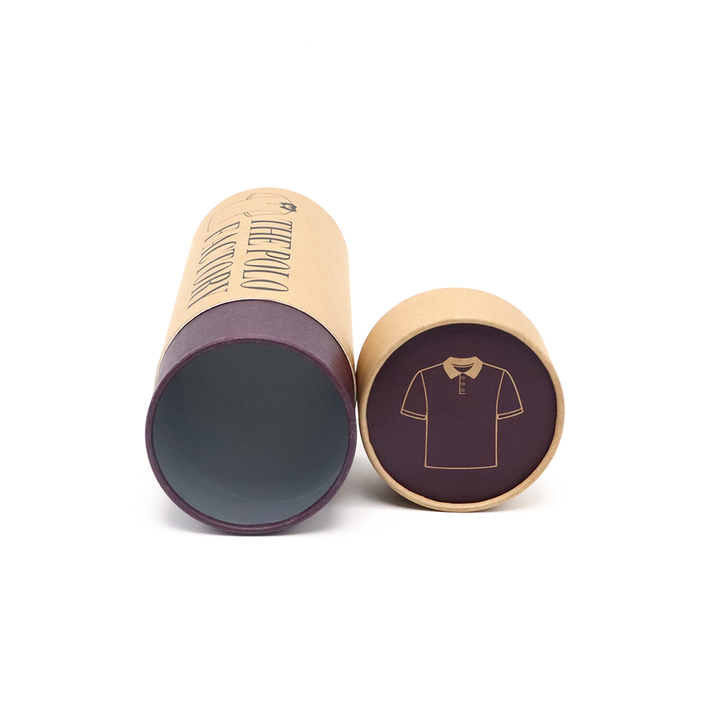 Embalagem de roupas ecológicas personalizadas de luxo, caixa de cilindro de papel kraft, embalagem de tubo de papel para roupas íntimas, meias, toalhas, camisetas