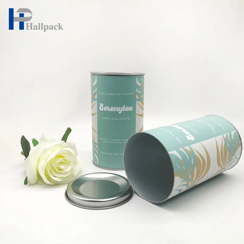 Tubo de papel de qualidade alimentar de alta qualidade, estilo lata, embalagem de chá, tubo biodegradável, embalagem de tubo de papel personalizado para alimentos