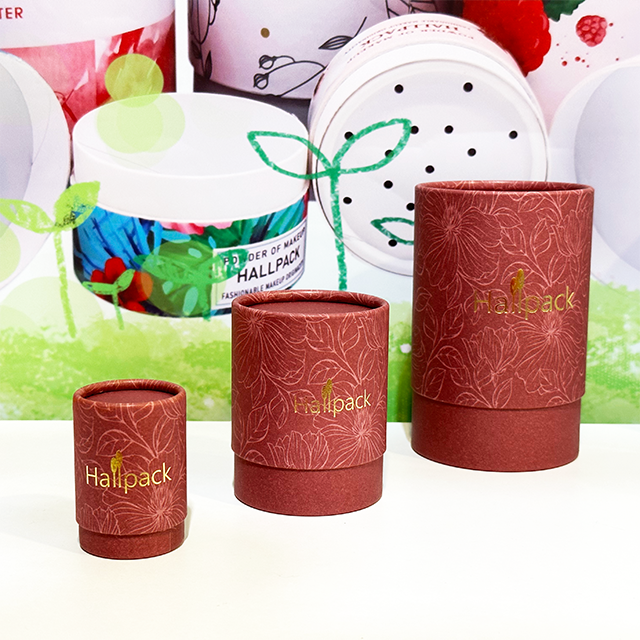 Caixa de cilindro de papel artesanal biodegradável Hallpack personalizada para velas de óleo de perfume e óleos essenciais usam embalagens de tubos de papel