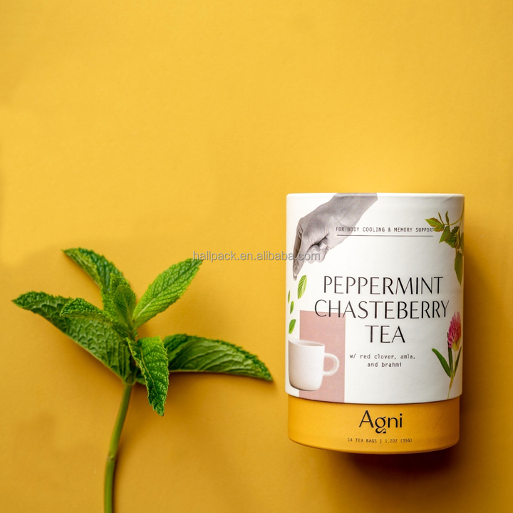 Cilindro biodegradável personalizado para alimentos, tubo de papelão, embalagem de tubo de chá premium, embalagem para pacote de chá solto