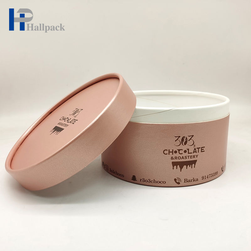 Tubo redondo do papel de embalagem do ouro quente cor-de-rosa amigável de Eco para acessórios de forma