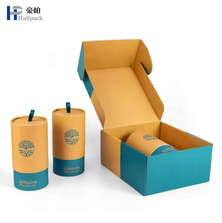 Logotipo personalizado, 2 peças de papelão de papel, armazenamento rígido de velas, conjunto de presente, caixa de tubo pequeno, embalagem de papel para velas