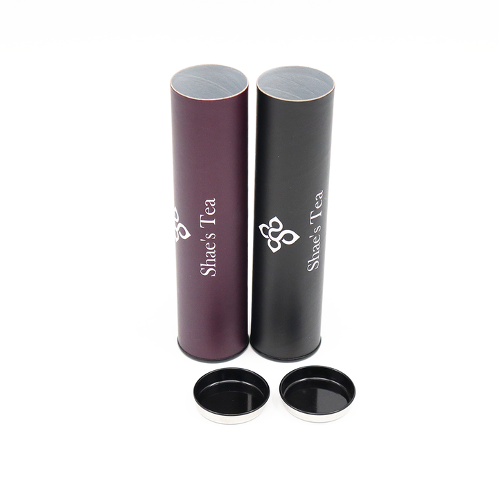 Pacote de caixa redonda de tubo redondo de produto comestível com design personalizado ecológico com papelão de cobertura de metal embalado para nozes, café e chá