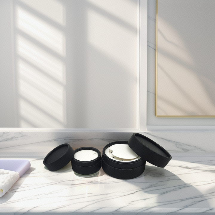 Tubo de papel de design novo personalizado com caixa de pó compacto peneira embalagem tubo kraft preto para shampoo