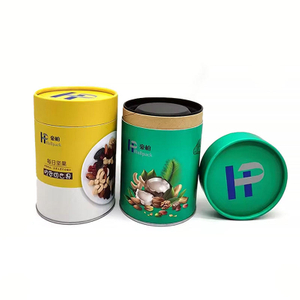 Personalize tubos de papel de grau alimentício com tampa de lata biodegradável para embalagens de nozes e café de chá