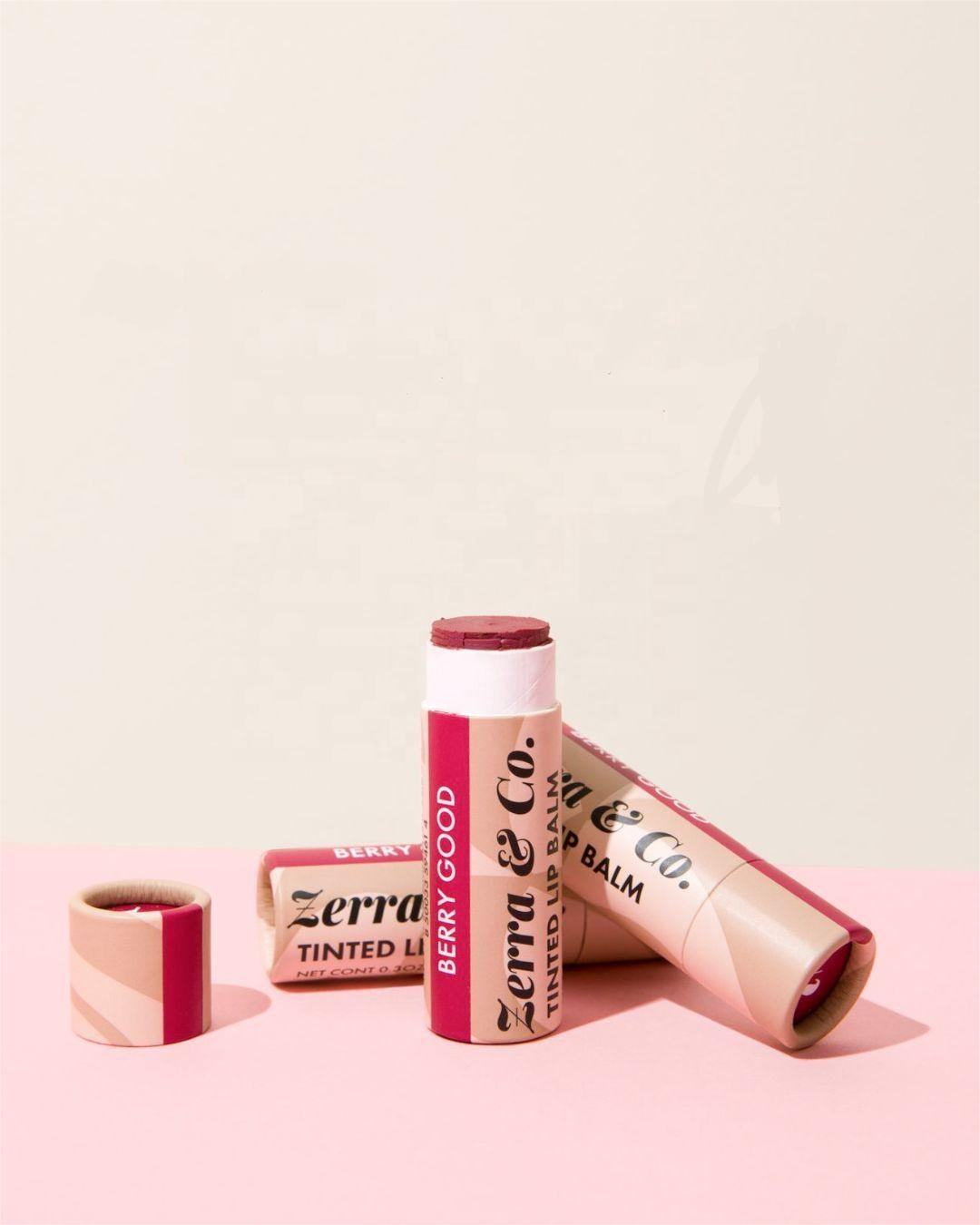 Bálsamo labial de papelão biodegradável reciclado, brilho labial, tubo de papel push up, tubo cosmético ecológico