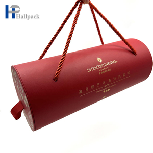 Caixas de tubo de embalagem de papel artesanal criativo personalizado reciclável para presente lua bolo redondo com alça de corda