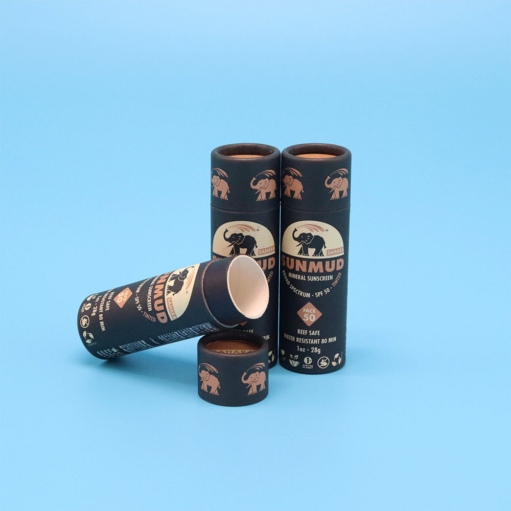 Venda quente recipiente criativo reciclável papelão batom sabão bálsamo labial manteiga vara cilindro push papertube embalagem