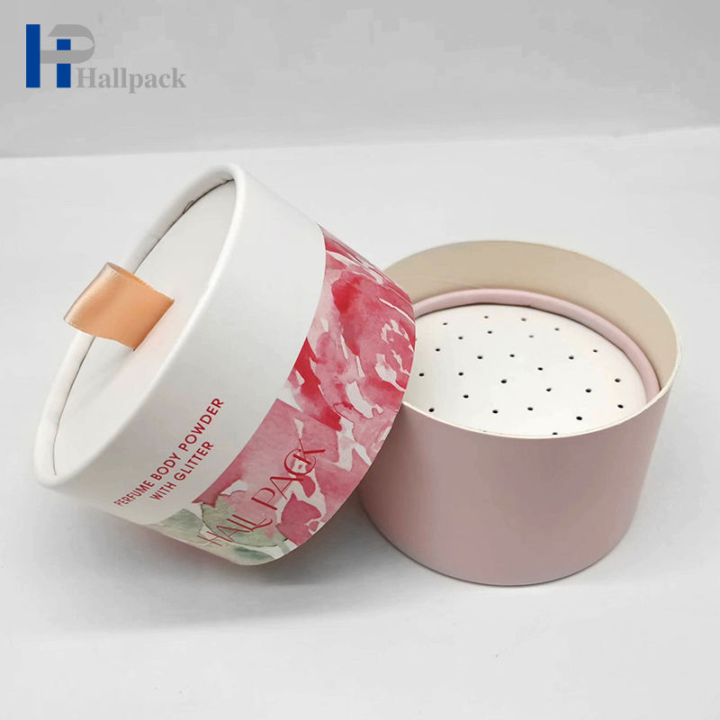 Tubo de papel de design novo personalizado com embalagem de caixa de pó compacto da peneira