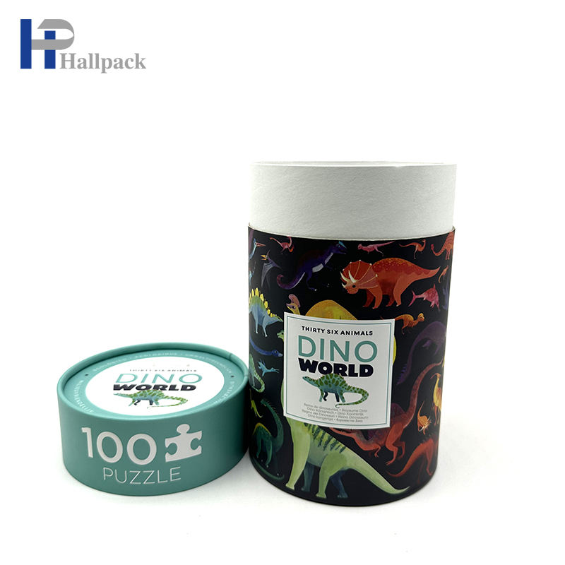 Embalagem de tubo de papel de cilindro de quebra-cabeça reciclável com logotipo de tamanho personalizado por atacado
