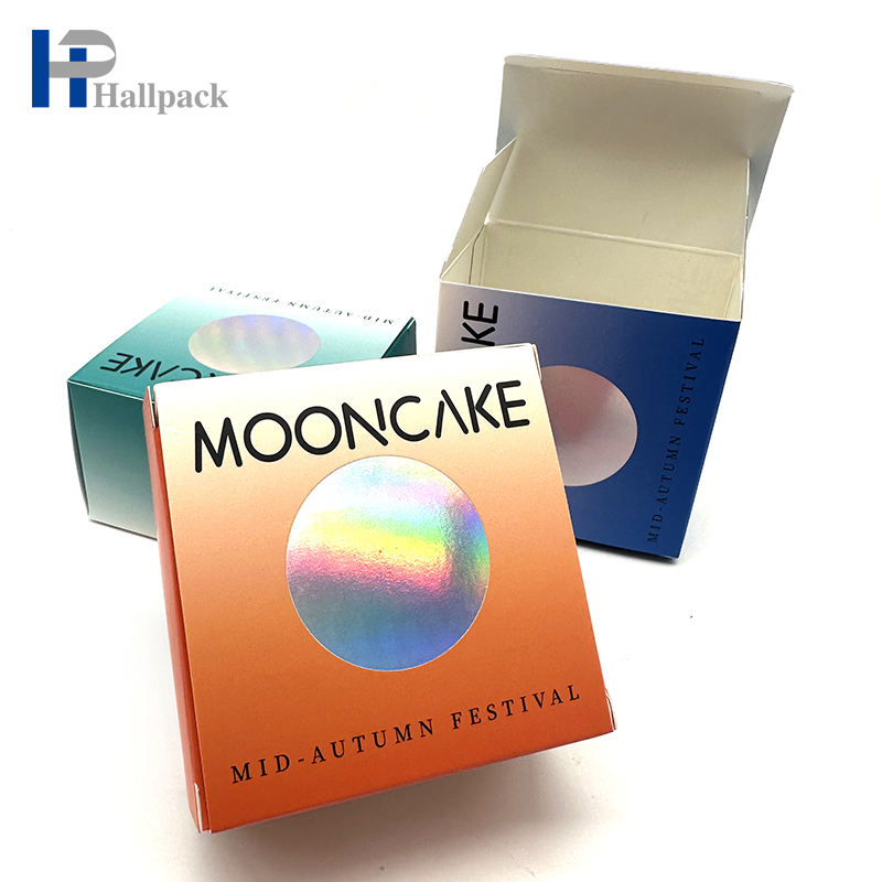 Caixa de papel dobrável impressa personalizada por atacado Mooncake Caixa de papel para embalagem