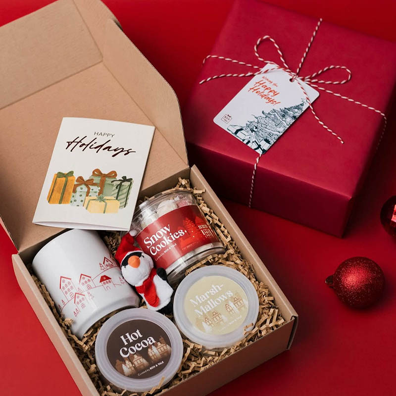 Caixa de presente de natal em forma de livro de design personalizada para chocolates biscoitos doces de doces