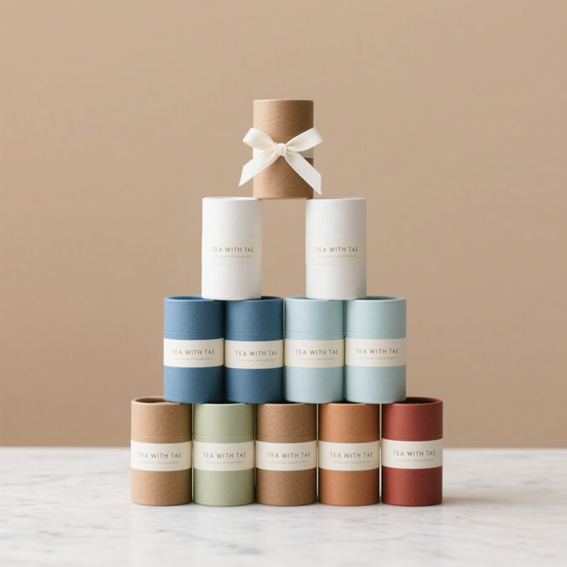 Design biodegradável Design personalizado Round Cylinder Kraft Box Packaging para café