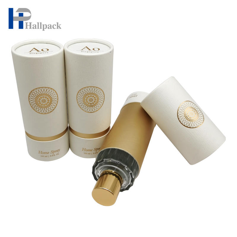 Tubo de papel cosmético biodegradável luxuoso personalizado da caixa do cilindro do cartão que empacota para a garrafa de perfume do óleo essencial
