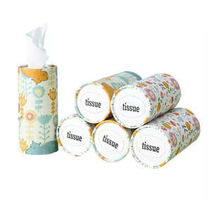 Embalagem de tecidos faciais portáteis personalizados de alta qualidade, caixa de cilindro de papelão, tubo de papel, embalagem para tecidos de carro