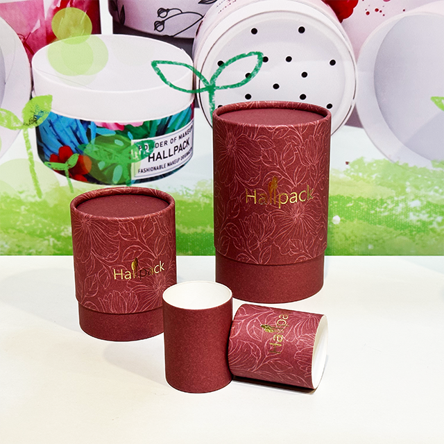 Caixa de cilindro de papel artesanal biodegradável Hallpack personalizada para velas de óleo de perfume e óleos essenciais usam embalagens de tubos de papel