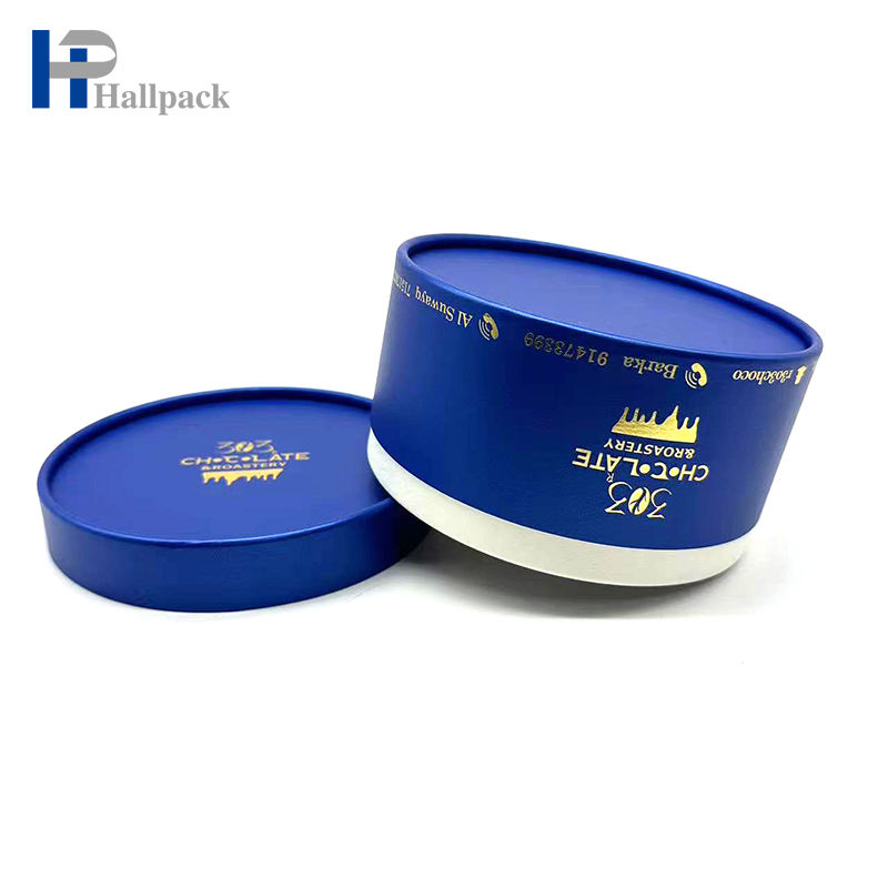 Embalagem de tubo de papel kraft reciclável para bolo, formato redondo, laminado em relevo, acabamento fosco brilhante, uso artesanal, impressões de logotipo personalizado