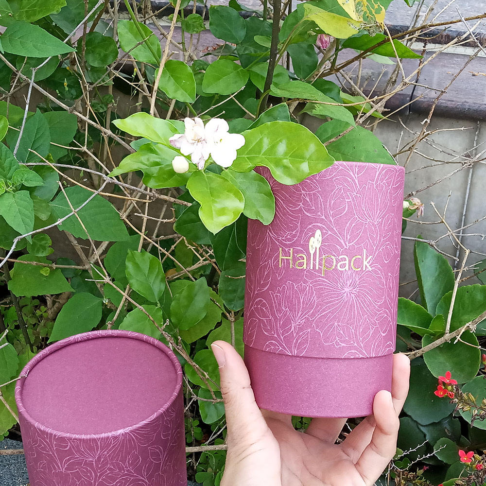 Tubo de papel de chá de vela preta 100% reciclado, tubo de embalagem redondo de papelão com tamanho personalizado