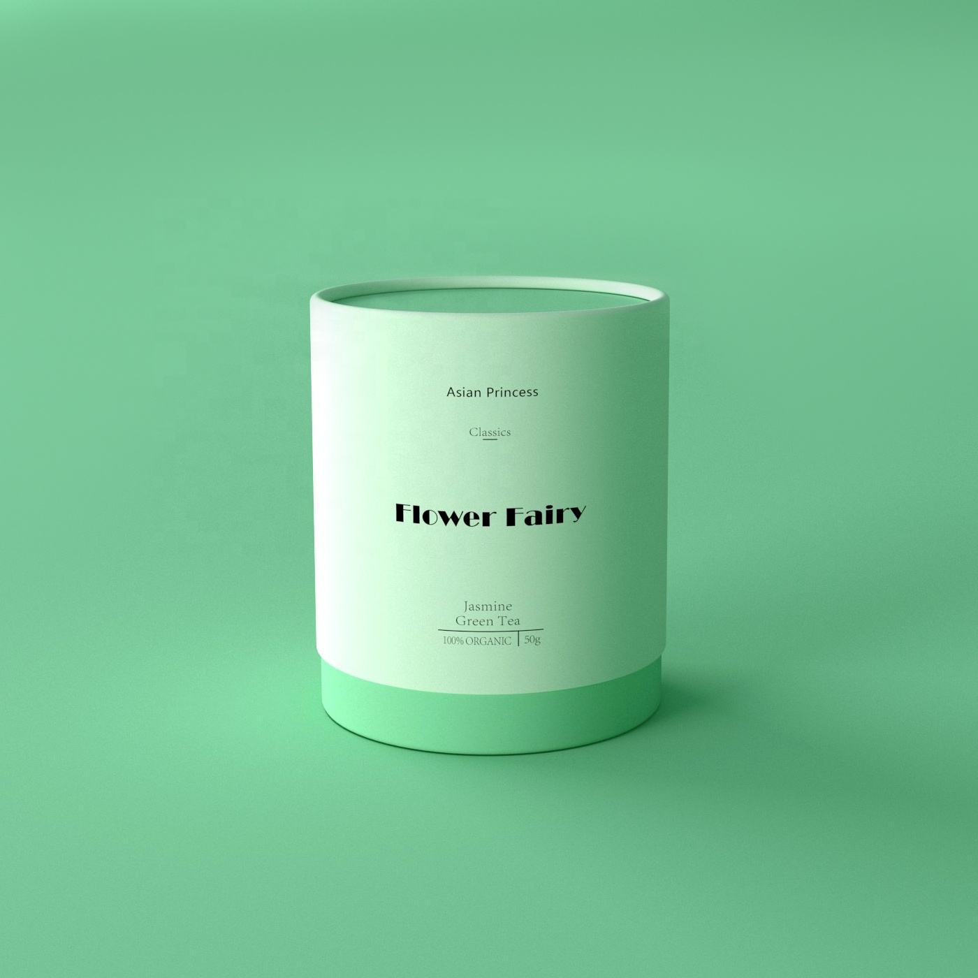 Caixa redonda de grãos de café, tubo ecológico de qualidade alimentar para embalagem de papel de chá, design personalizado, embalagem de luxo verde, caddy de chá