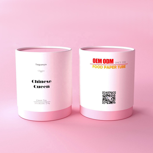 Caixa redonda de grãos de café, tubo ecológico de qualidade alimentar para embalagem de papel de chá, design personalizado, embalagem de luxo verde, caddy de chá