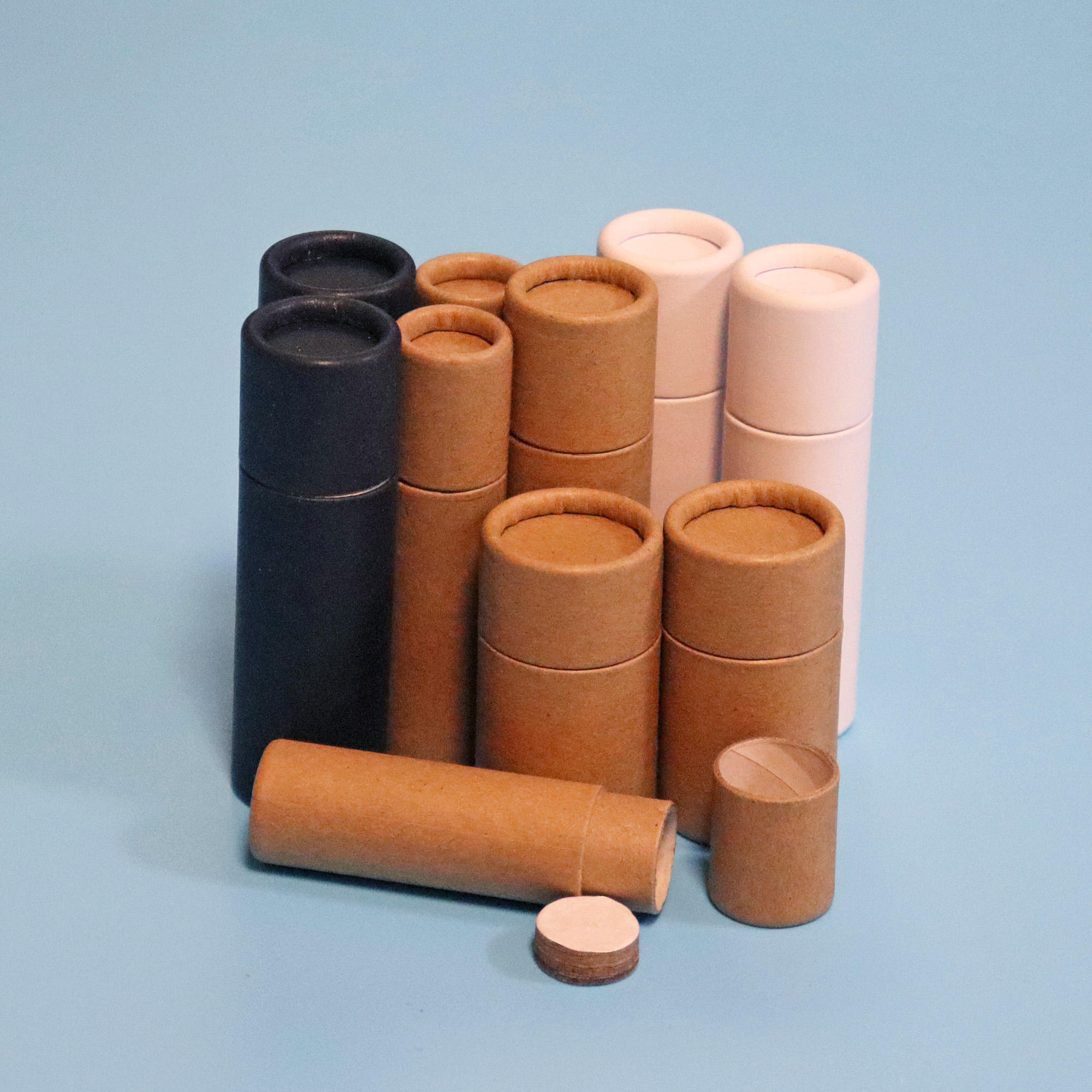 0.3oz eco amigável papelão kraft push up tubo de papel embalagem recipiente cosmético redondo em forma de barra de loção embalagem batom