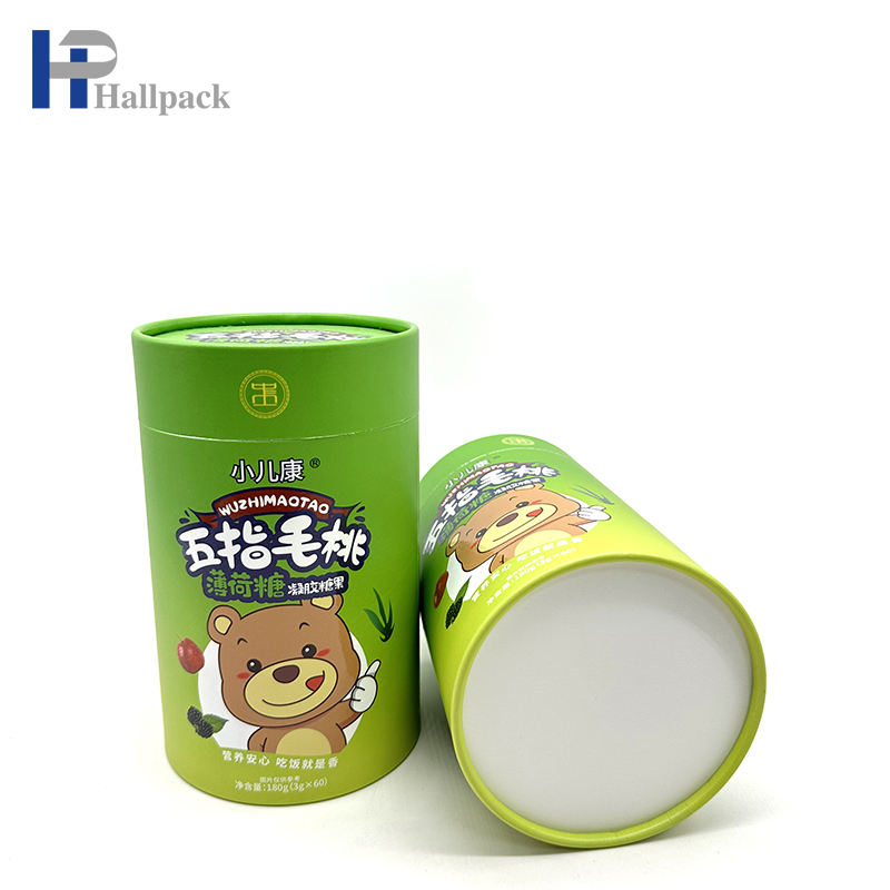 A caixa amigável do cilindro do cartão do produto comestível de Eco do projeto personalizado embalou o tubo de papel que empacota para probióticos dos doces do bolo