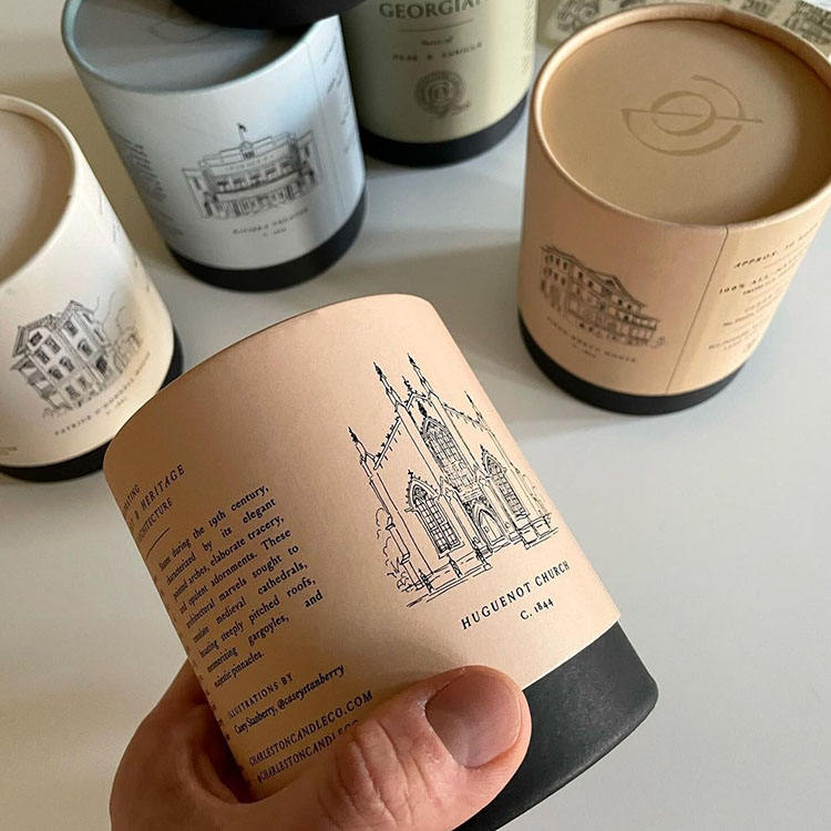 Caixa de embalagem de cilindro de alta qualidade, garrafa de perfume de vela kraft, saco de chá de café, embalagem de tubo de papel personalizado