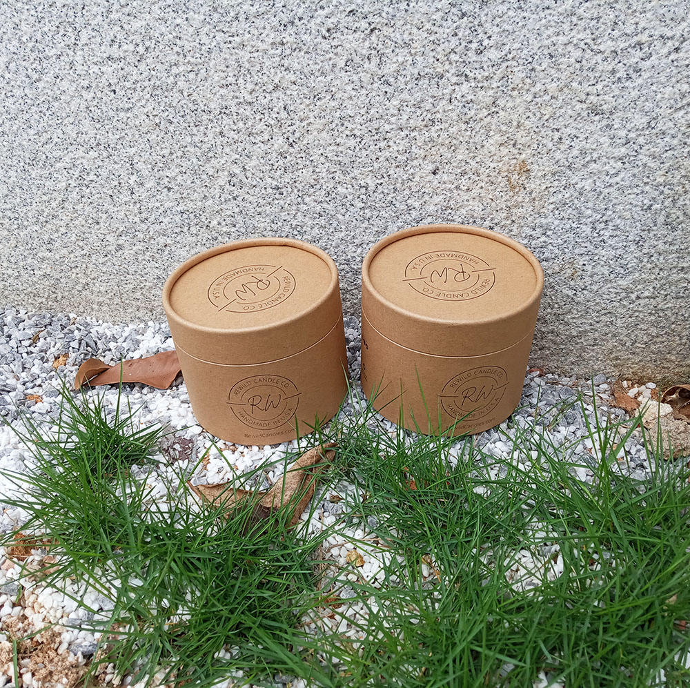 Embalagem de tubo de papel de vela personalizada com material 100% reciclado