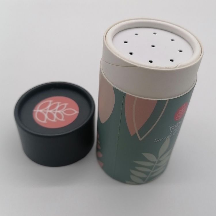 Tubo de papel de design novo personalizado com caixa de pó compacto peneira embalagem tubo kraft preto para shampoo