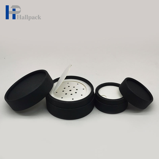 Tubo de papel de design novo personalizado com caixa de pó compacto peneira embalagem tubo kraft preto para shampoo
