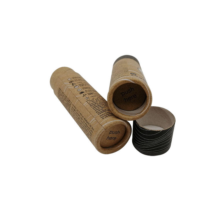 Embalagem de papelão 100% biodegradável, 100 peças/ctn, tubo de papel marrom kraft para bálsamo labial