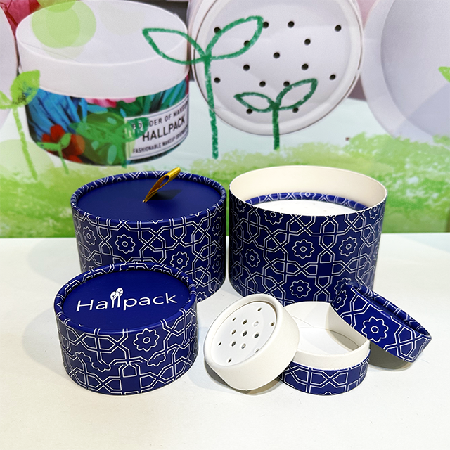Caixa de tubo redondo personalizado Hallpack para embalagem de cilindro de papel de pacote cosmético de pó seco