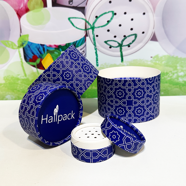 Caixa de tubo redondo personalizado Hallpack para embalagem de cilindro de papel de pacote cosmético de pó seco