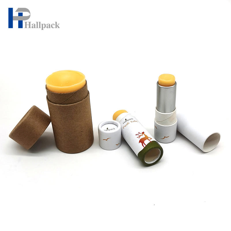 Tubo de bálsamo labial torcido, branco, preto, marrom, papelão reciclado, desodorante push up, tubo de papel para bálsamo labial