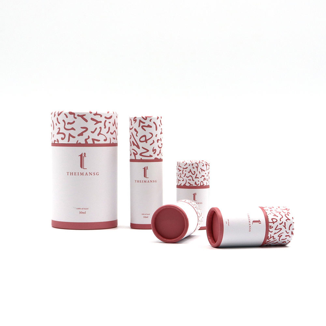 Caixa de cilindro de papelão cosmético biodegradável de luxo personalizado desaparece impressão, manuseio de embalagens de tubo de papel