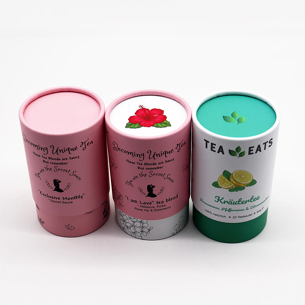 Caixas de embalagem de tubos de papel Kraft em estilo papelão para chá, armazenamento e apresentação de chá