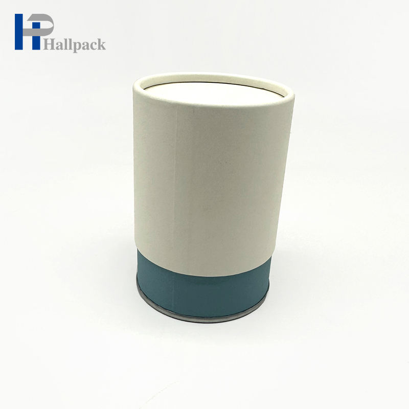 Tubos de papel inferiores de ferro com tampa de ferro embutida para embalagem de chá personalizada reciclada