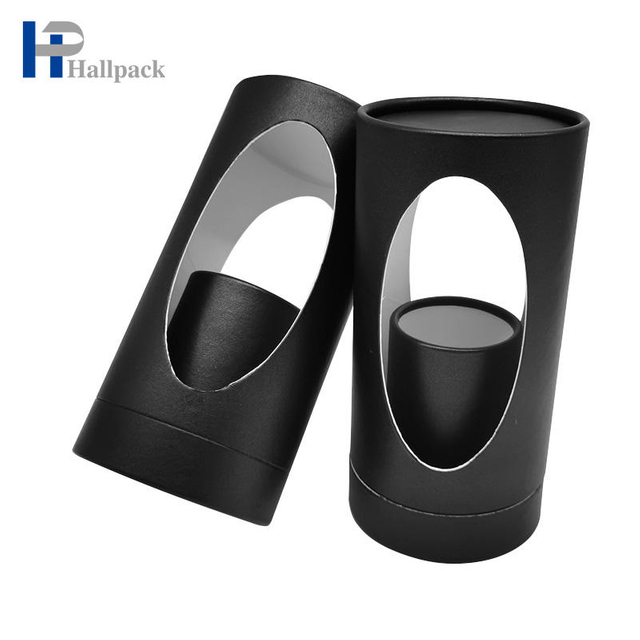 Tubo de papel grande personalizado com janela de gelatina preta tubo de papel
