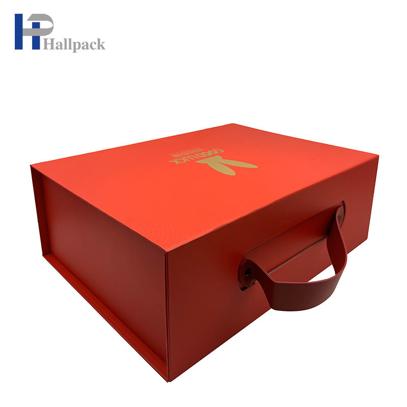 Caixa de papel grande dobrável magnética feita sob encomenda luxuosa do tamanho com corda de couro da mão