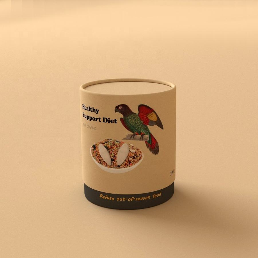 Tubo de papel de embalagem de alta capacidade personalizado com borda de rolo plano em formato de cilindro para alimentos para animais de estimação