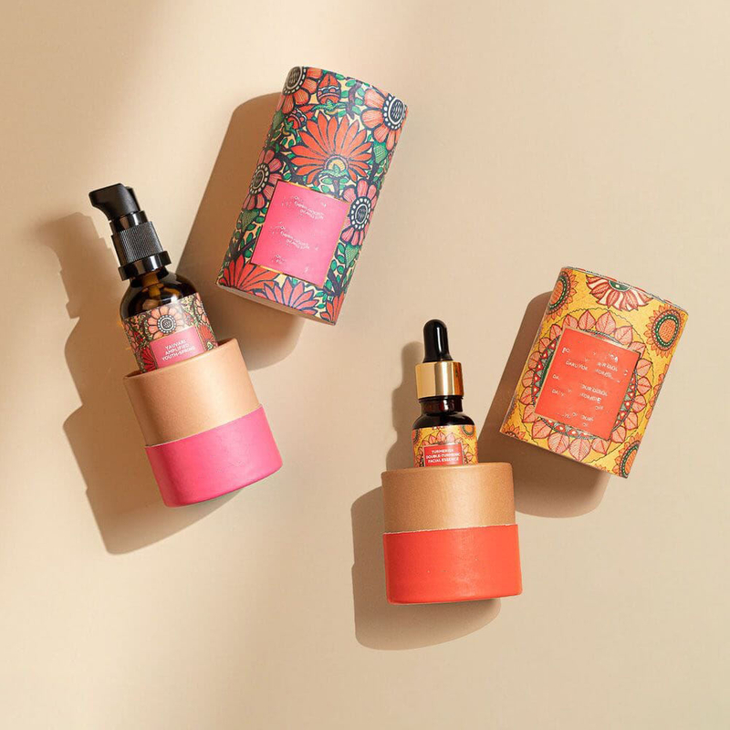 Pacote de caixa de tubo redondo embalado em papelão cosmético personalizado de alta qualidade