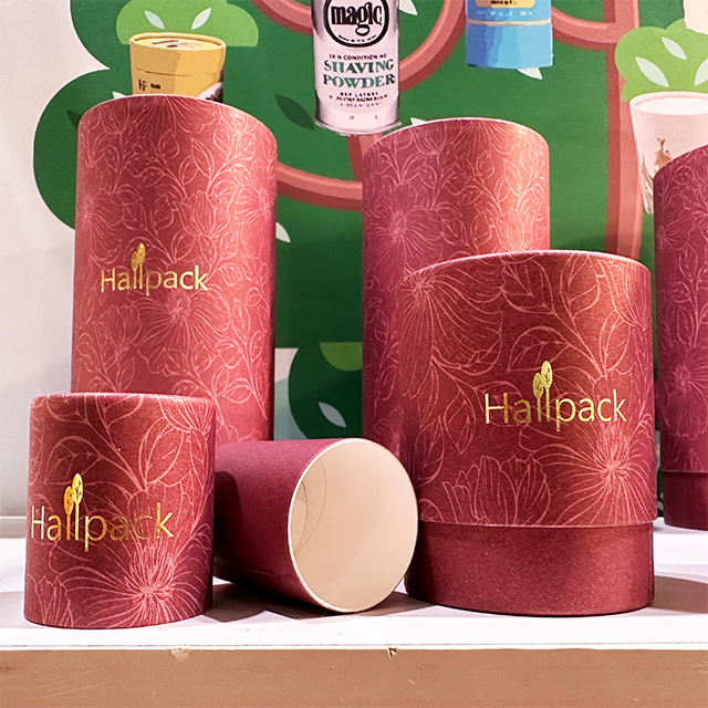 Caixa de cilindro de papel artesanal biodegradável Hallpack personalizada para velas de óleo de perfume e óleos essenciais usam embalagens de tubos de papel