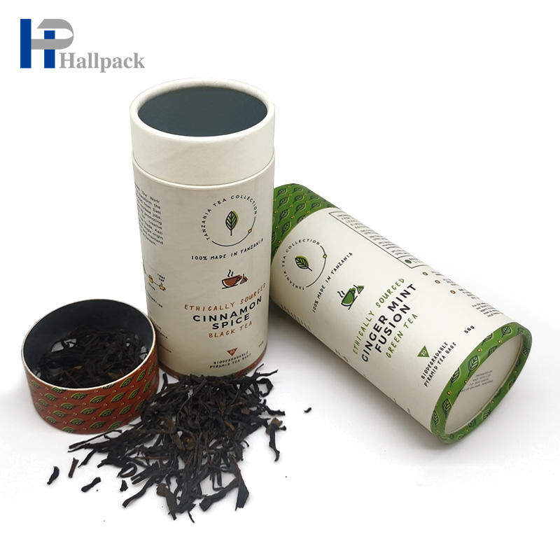 Caixa de embalagem de cilindro de papel artesanal ecológico personalizado para grãos de café de chá com superfície em relevo biodegradável para uso em perfume