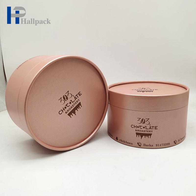 Tubo redondo do papel de embalagem do ouro quente cor-de-rosa amigável de Eco para acessórios de forma