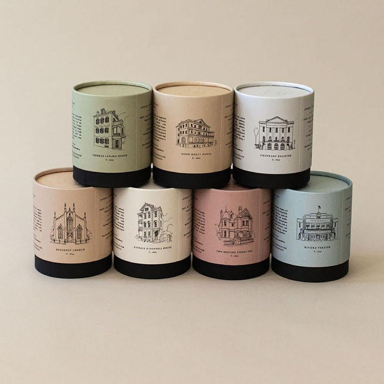 Caixa de embalagem de cilindro de alta qualidade, garrafa de perfume de vela kraft, saco de chá de café, embalagem de tubo de papel personalizado