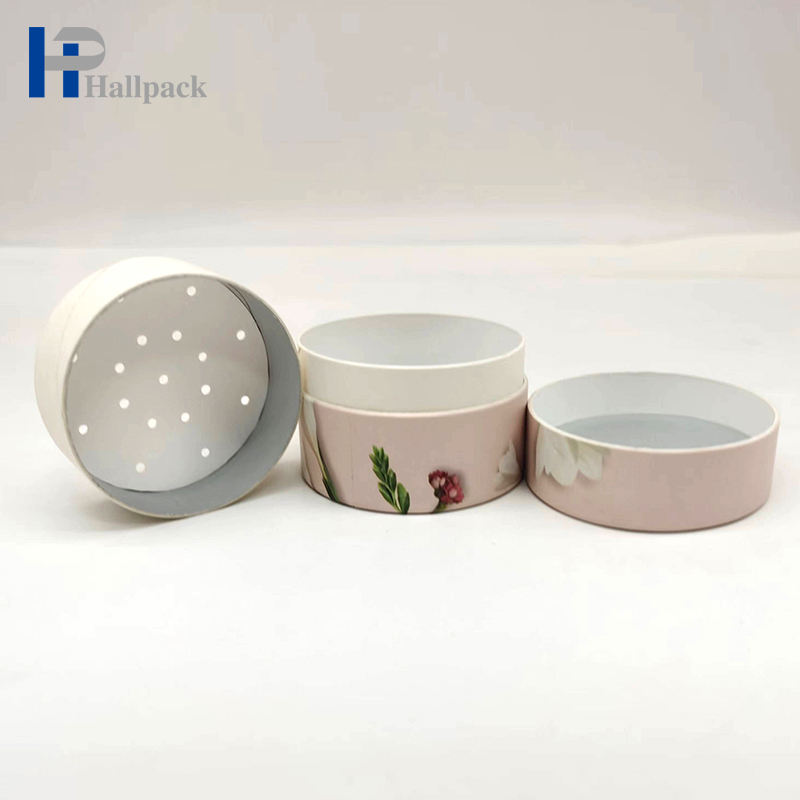 Tubo de papel de design novo personalizado com caixa de pó compacto peneira embalagem tubo kraft preto para shampoo